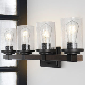 Bungalow Iron/Seeded Glass Rustic Farmhouse LED Vanity Light